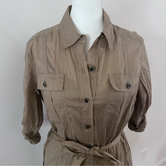 Banana Republic Cotton Khaki Cargo Utility Button Down Belted Dress |Size 6| NWT - Picture 2 of 10